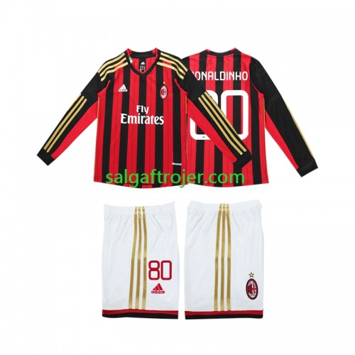 AC Milan RONALDINHO 80 2013 2014 Fodboldtrøjer Børn Retro Hjemmebanesæt Langærmet AC Milan RONALDINHO 80 2013 2014 Fodboldtrøjer Børn Retro Hjemmebanesæt Langærmet